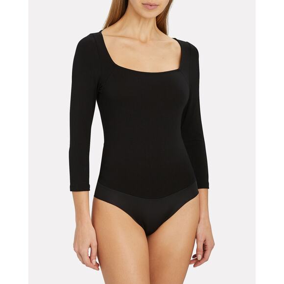 L'AGENCE Angel Square Neck Bodysuit Black Size S - Picture 1 of 10